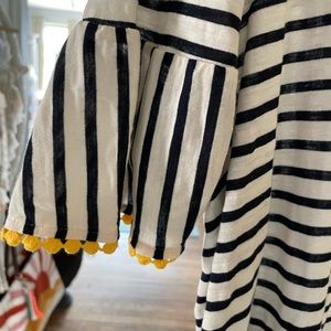 One striped T-Shirt with gold scallop short sleeve detail! W5  new with tags!